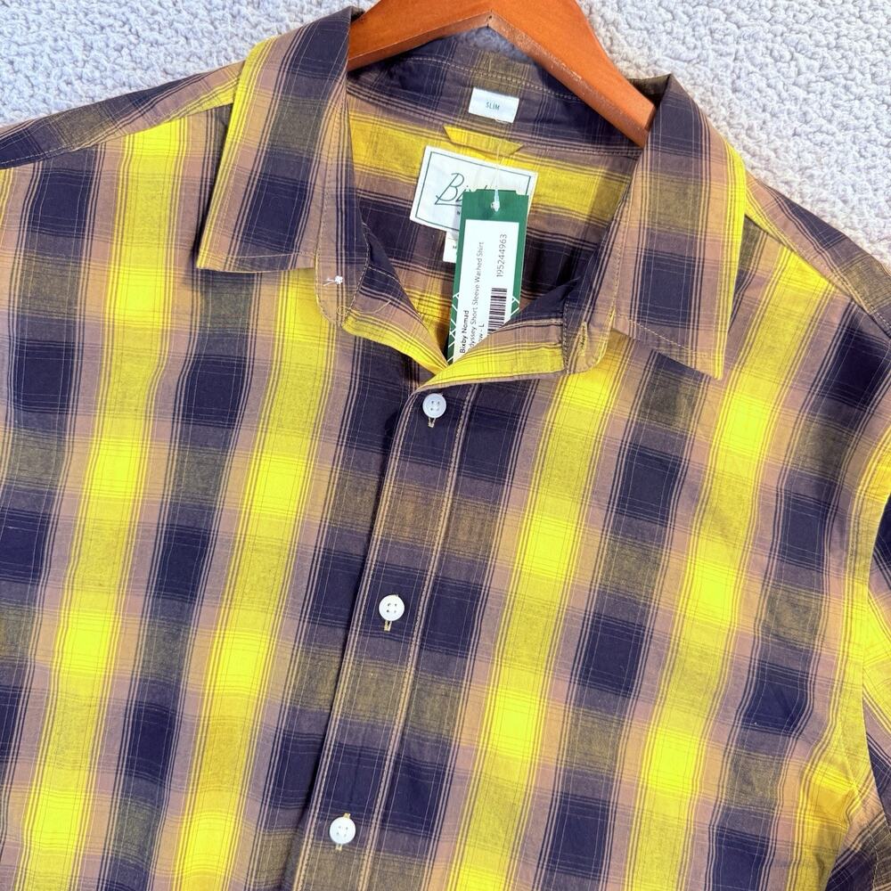 Bixby Nomad Shirt Men's Large Short Sleeve Odyssey WindowYellow Plaid Slim Fit